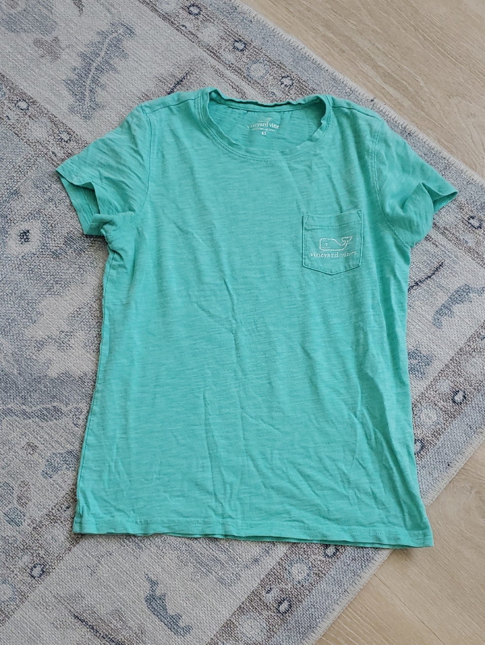 Vineyard Vines Short Sleeve Heathered Aqua Whale Pocket T-shirt SzXS